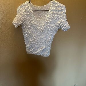 White Textured Women's Top